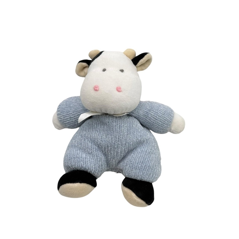 Soft Dreams Plush Blue Baby Cow Lovey Lightly Weighted Bean Bag  8" EUC